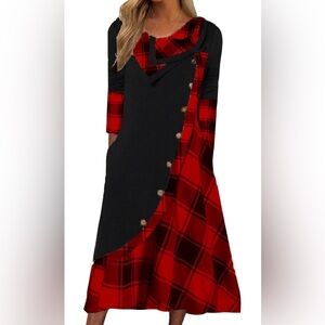 NWOT Plaid Flannel Midi Dress 🩶